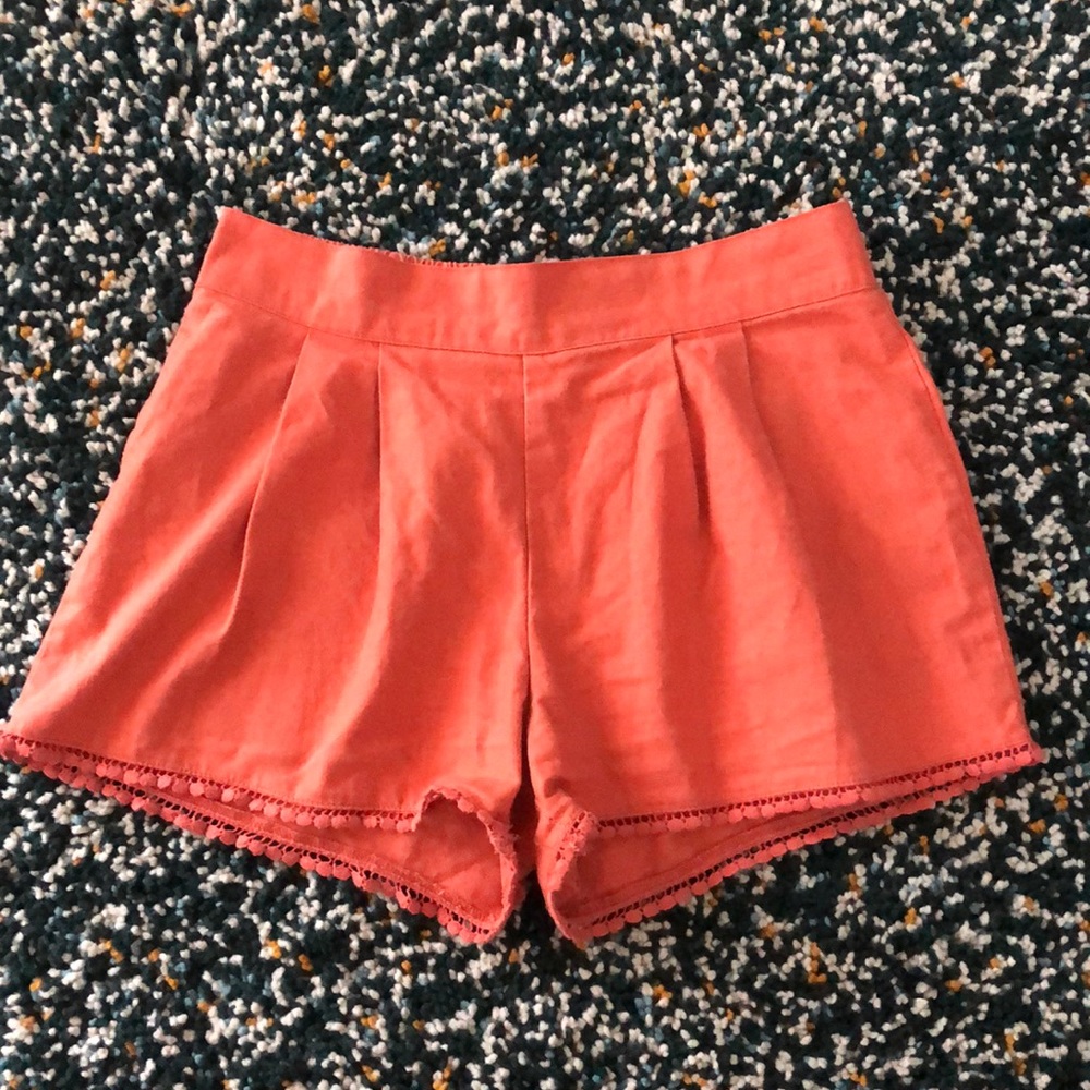Coral linen shorts